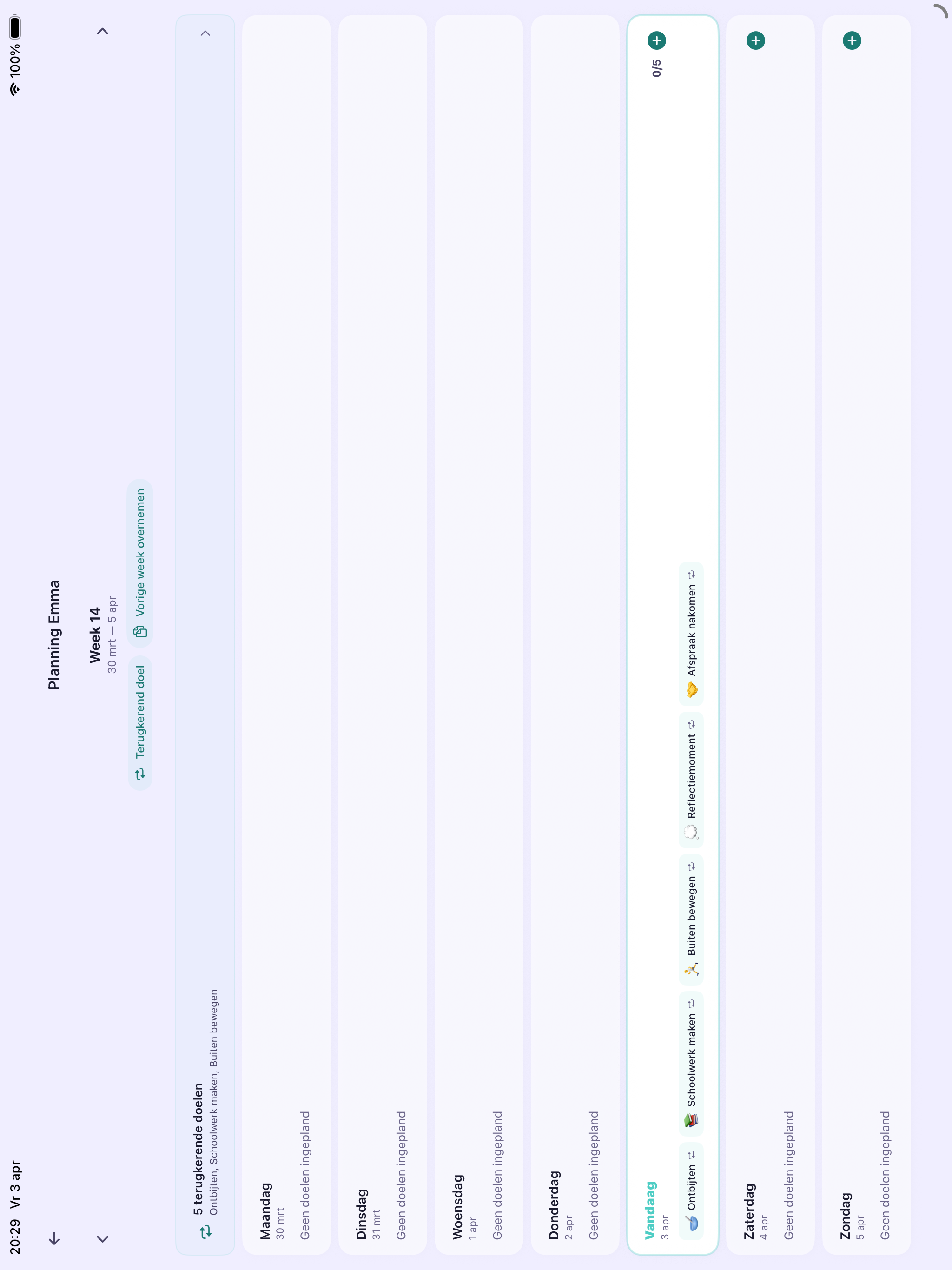 Weekplanner met dagenoverzicht